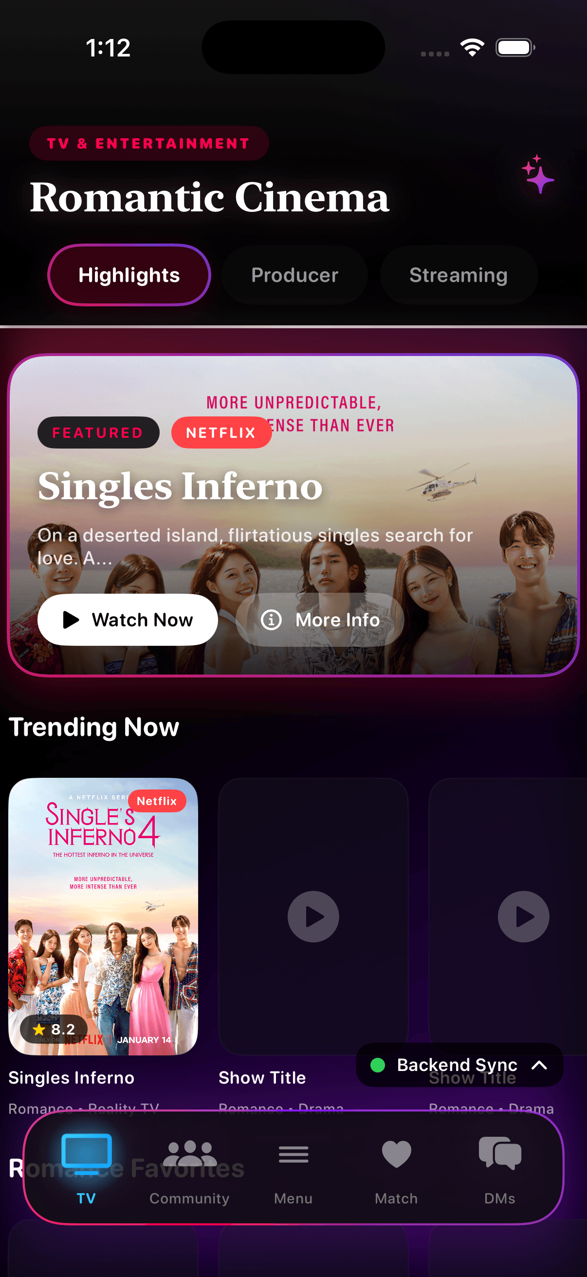 Romantic Cinema mode — Single Inferno