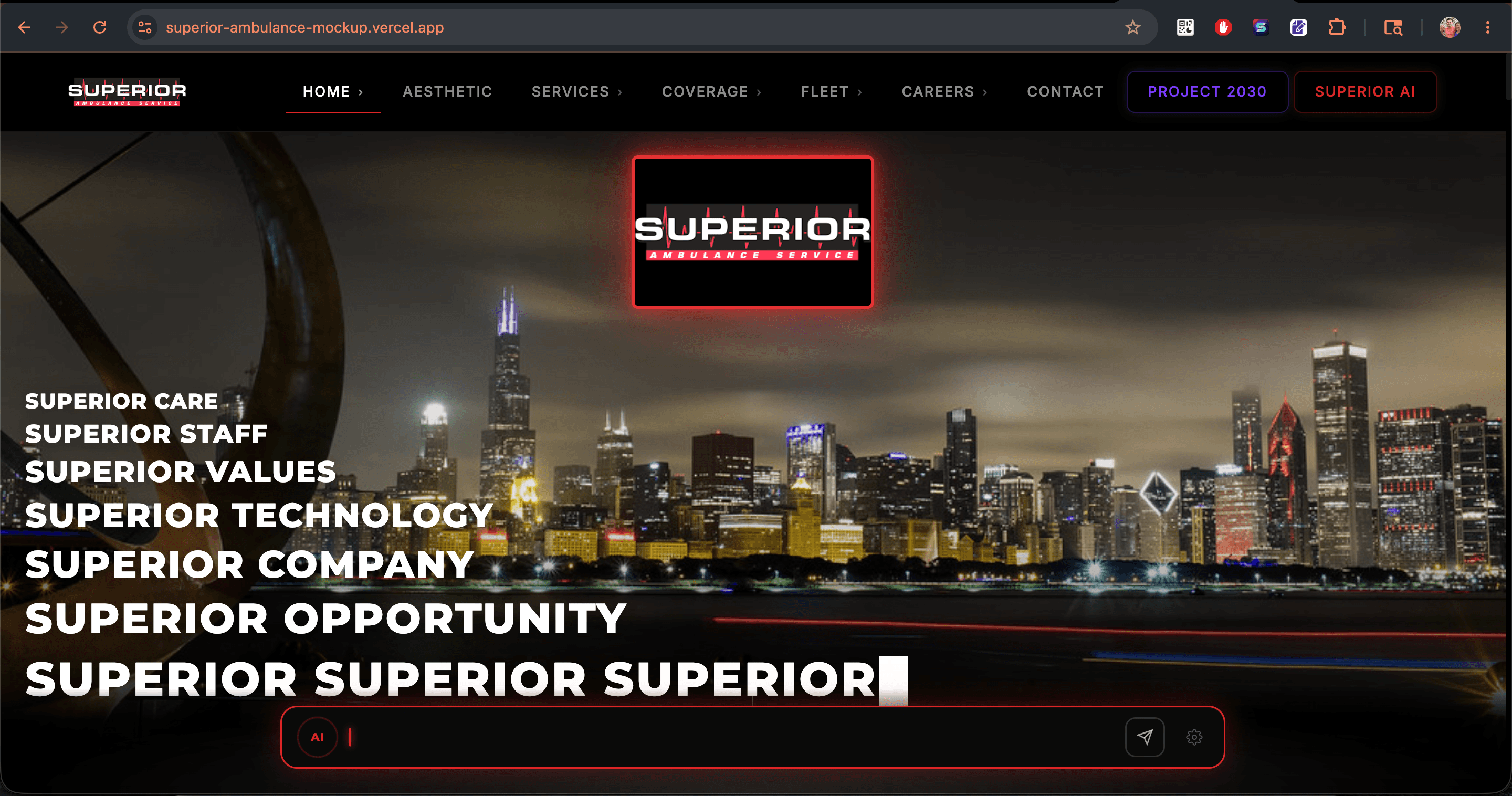 Superior Ambulance — Redesign & Platform Bridge hero
