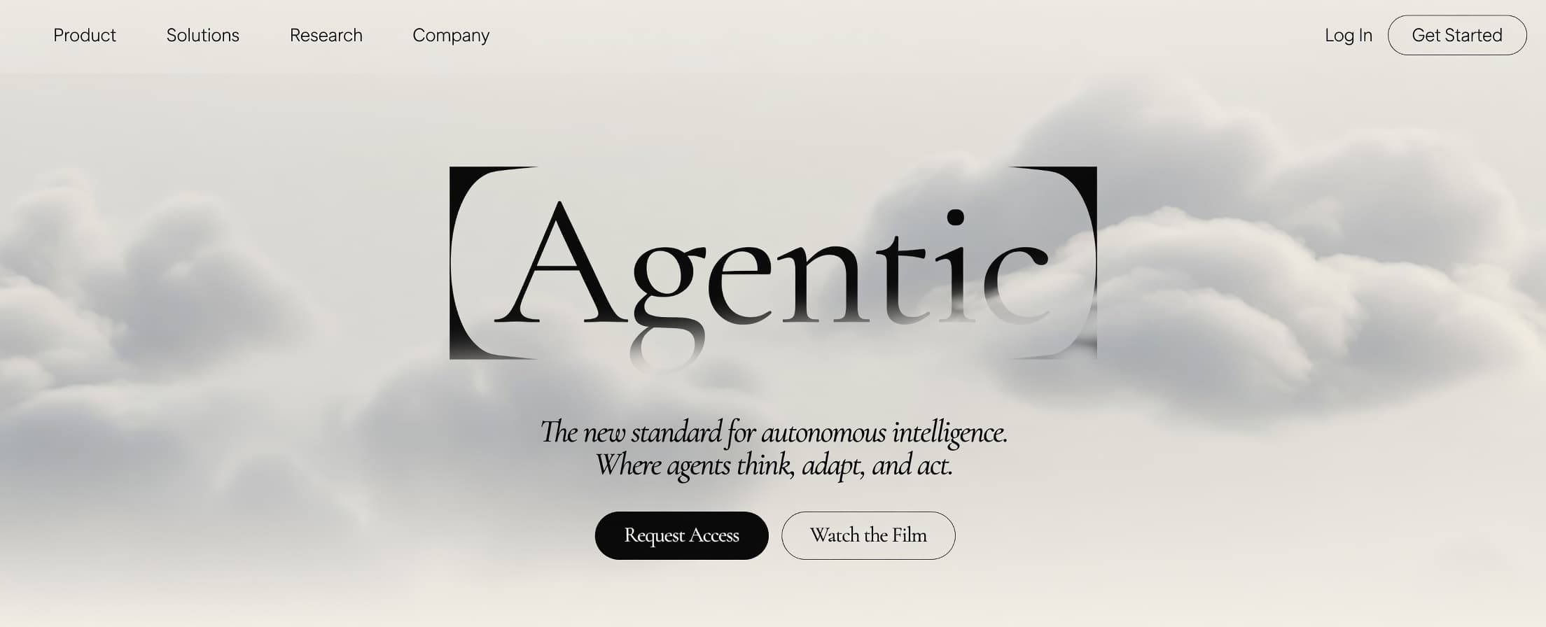 Agentic light website concept with cloud imagery