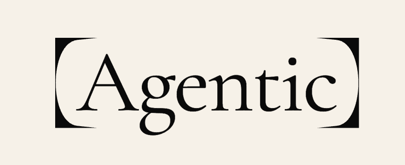 Agentic wordmark with enclosing brackets